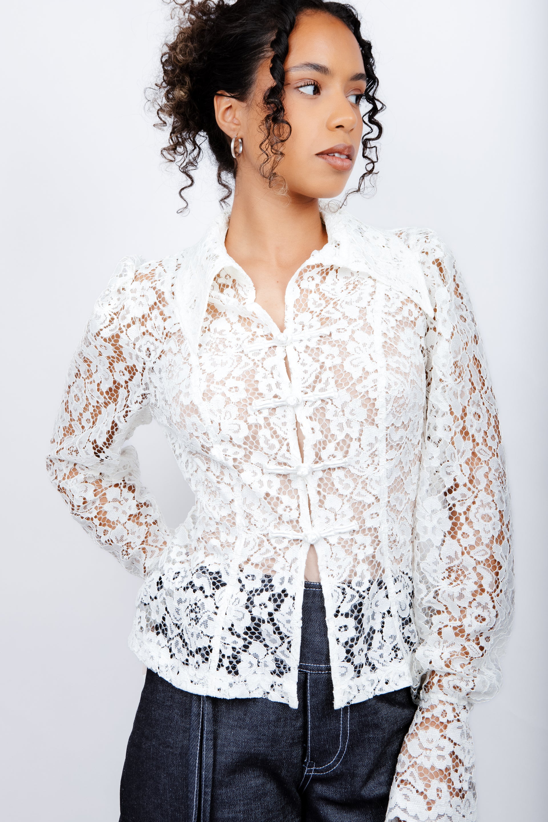 Robe marine recyclée ganses dentelle Femme