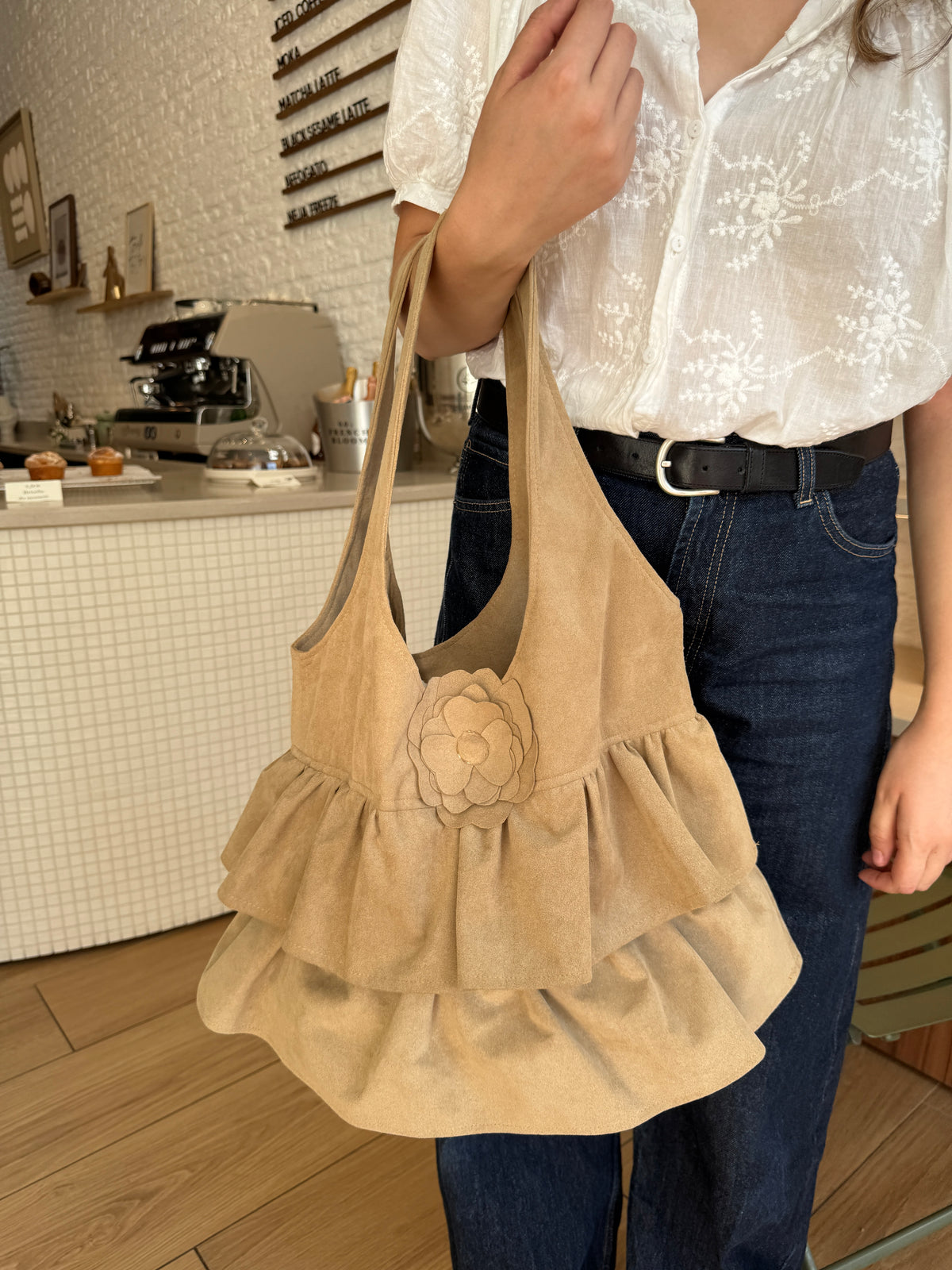 Le sac suédine clair